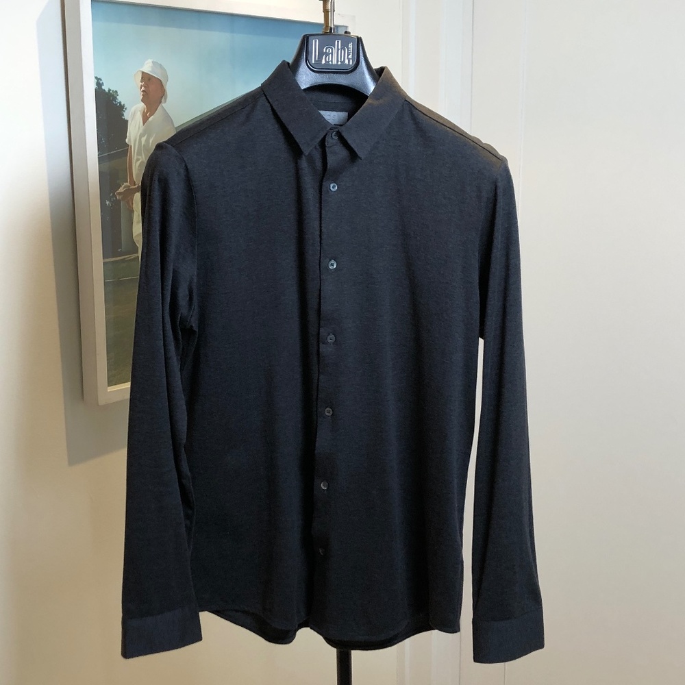 COS Men's Charcoal Grey Button Down Shirt - Size Small
